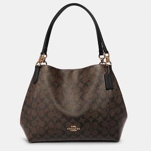 Coach Signature Brown and Black Shoulder Bag